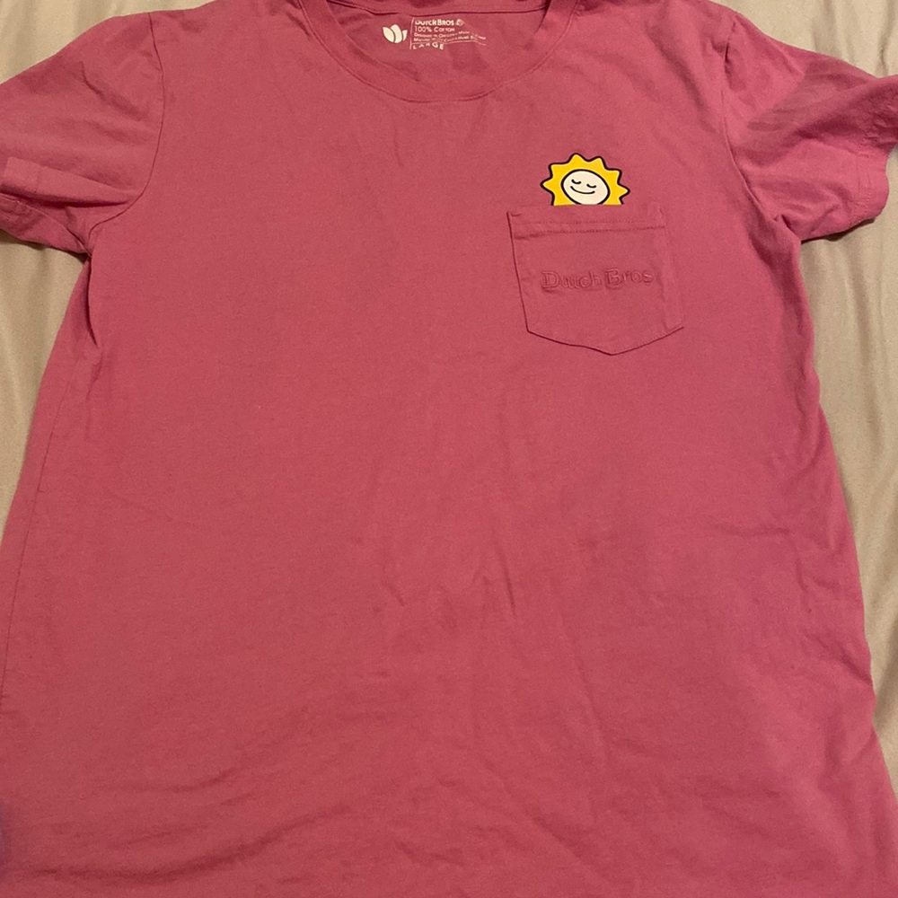 Dutch bros large shirt. Runs small.